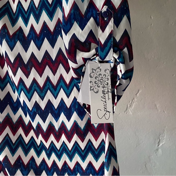 NWT Chevron Pattern Chiffon Long Sleeve Dress - Picture 8 of 8